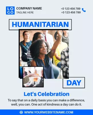 Engaging Blue Humanitarian Day Celebration Poster Template