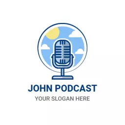 Engaging Blue Microphone and Sunny Sky Podcast Logo Template