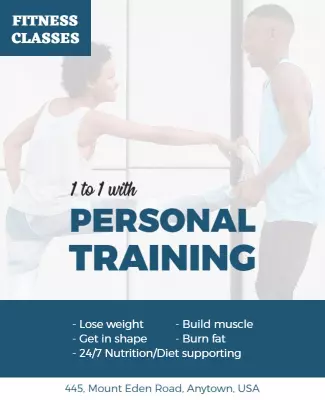 Engaging Blue Personal Training Fitness Classes Poster Template