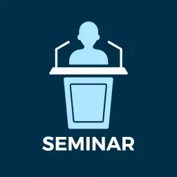 Engaging Blue Podium Design for Educational Seminar Logo Template