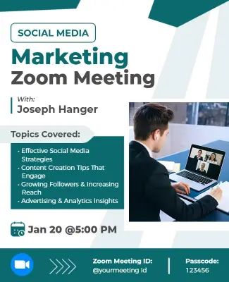Engaging Blue Social Media Marketing Webinar Flyer Template