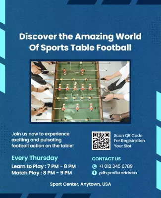 Engaging Blue Sports Table Football Experience Poster Template
