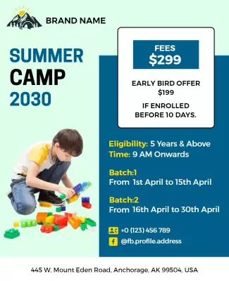 Engaging Bright Summer Camp Enrollment Poster Template