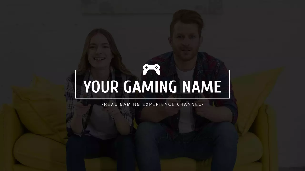 Engaging Co-Op Gamers on Bright Yellow Sofa Game Banner Template