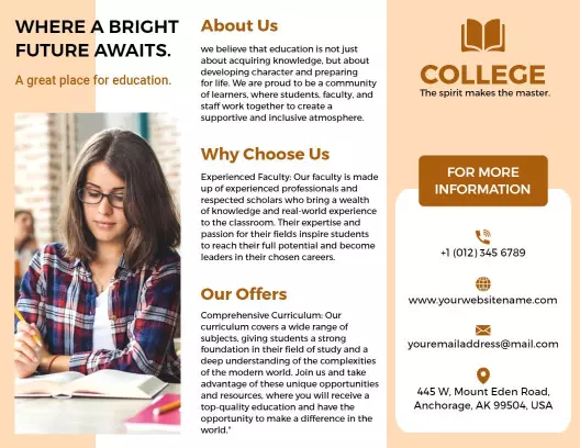 Engaging College Education Overview and Enrollment Brochure Template