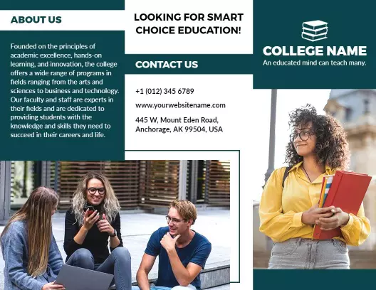 Engaging College Education Overview and Student Experience Brochure Template