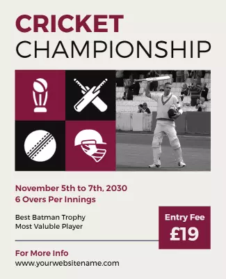 Engaging Cricket Championship Tournament Announcement Poster Template