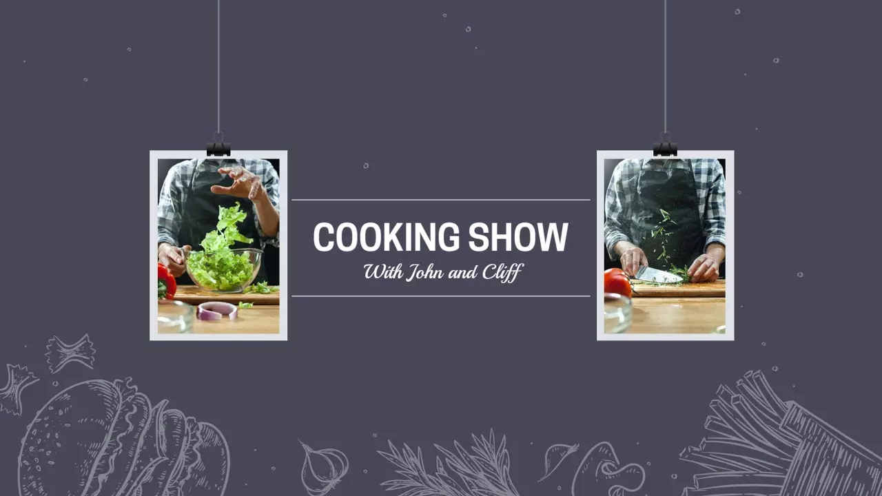 Engaging Dark Theme Cooking Show with John and Cliff YouTube Banner Template