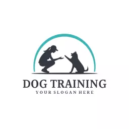 Engaging Dog Training Scene with Owner and Happy Pet Logo Template