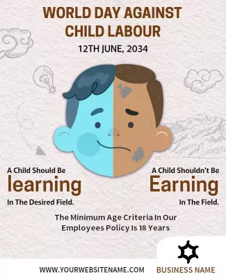 Engaging Dual Theme Child Labour Awareness Poster Template