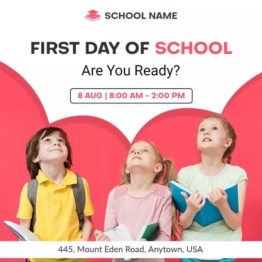 Engaging First Day of School Announcement for Students Ad Template