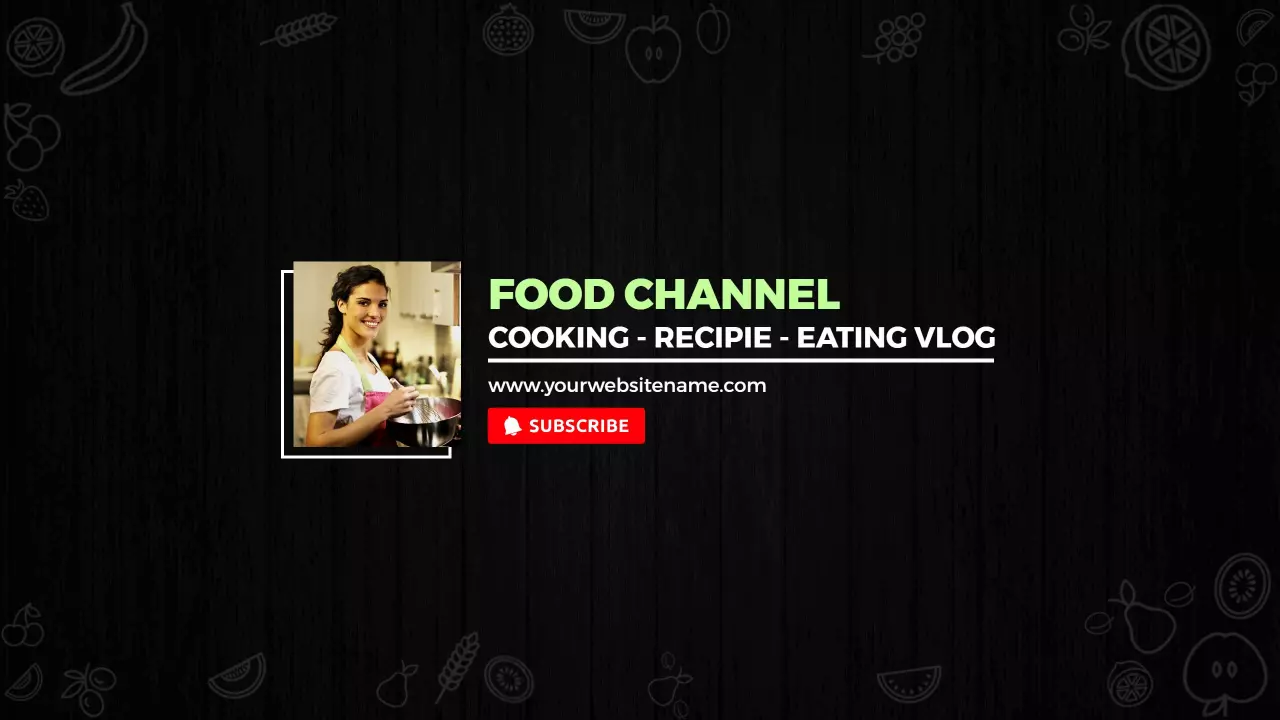 Engaging Food Cooking Tips with Black Background YouTube Banner Template