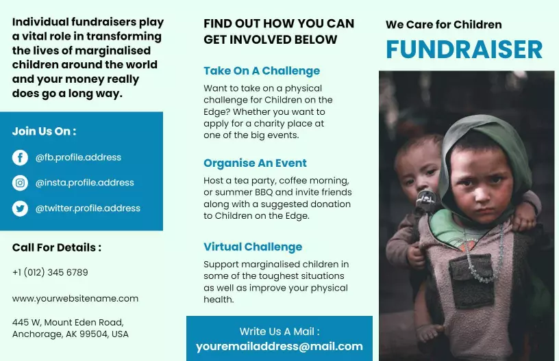 Engaging Fundraising Ideas and Child Support Brochure Template