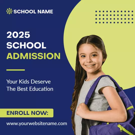 Engaging Green and Yellow 2025 School Admission Promotion Ad Template