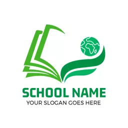 Engaging Green Book and Globe Design for Education Logo Template