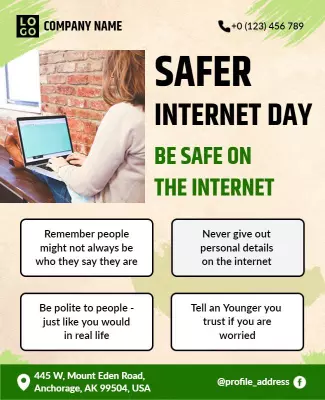 Engaging Green Safer Internet Day Awareness Poster Template