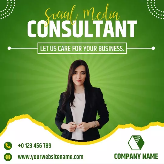 Engaging Green Social Media Consultant for Business Support Ad Template
