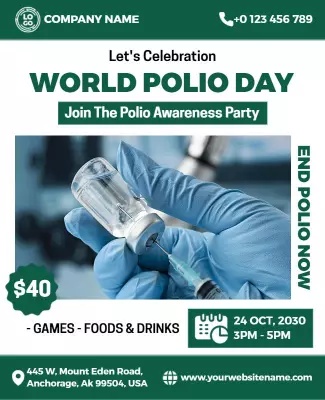 Engaging Green World Polio Day Awareness Party Poster Template