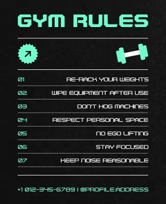 Engaging Gym Rules and Etiquette Poster Template