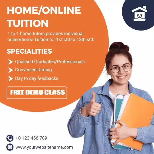 Engaging Home and Online Tuition Promotion with Free Demo Class Ad Template