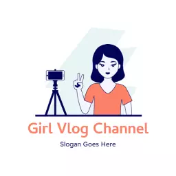 Engaging Illustration of a Girl with Vlogging Equipment Logo Template