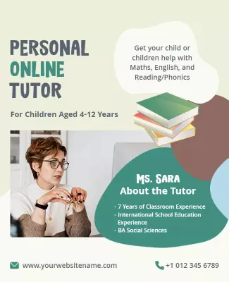 Engaging Modern Online Tutor Educational Services Poster Template