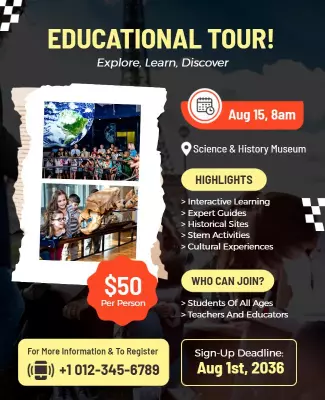 Engaging Multicolored Educational Tour at Science Museum Poster Template