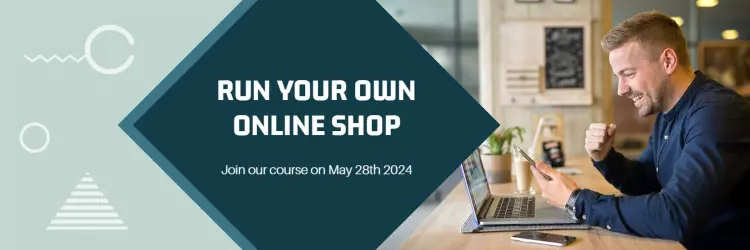 Engaging Online Shop Course Promotion with Geometric Design Banner Template