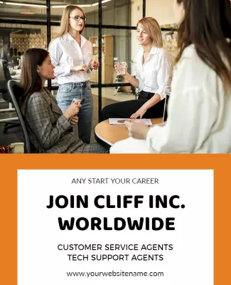 Engaging Orange Career Recruitment Opportunity Poster Template