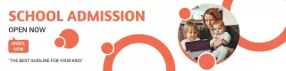 Engaging Orange Design for School Admission Information Banner Template