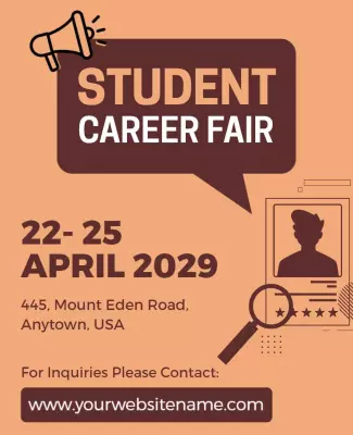 Engaging Orange Student Career Fair Flyer Template