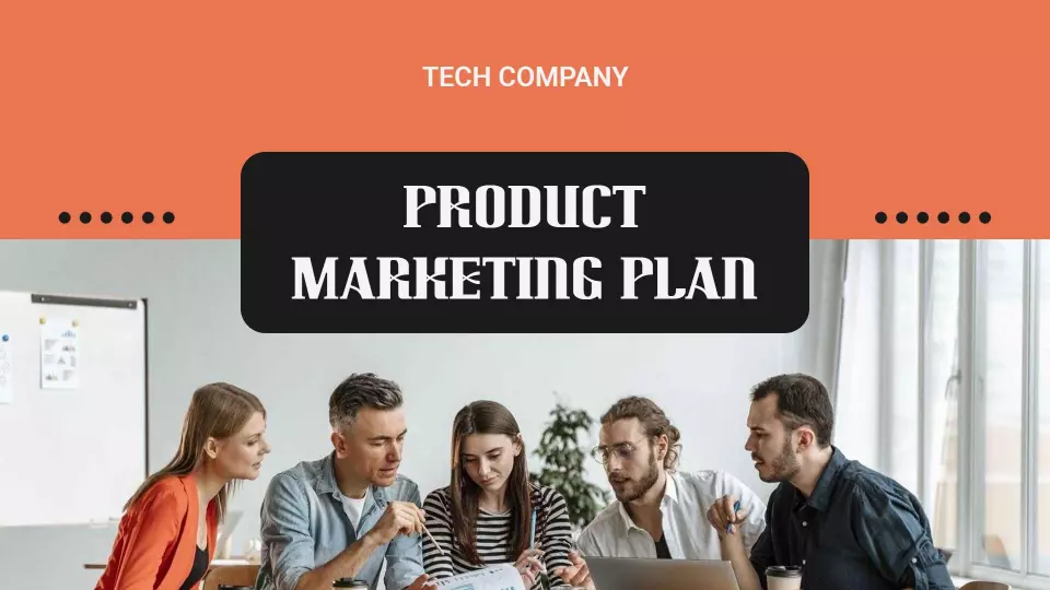 Engaging Orange Tech Company Marketing Strategy Presentation Template