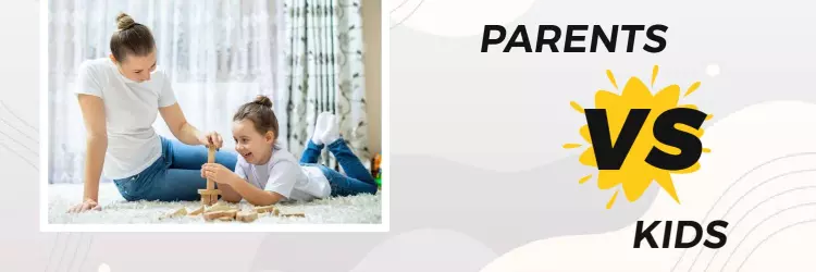 Engaging Parent-Child Playtime in Comforting Gray Twitter Banner Template