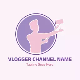 Engaging Pink and Purple Vlogger Capturing Life Moments Logo Template