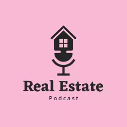 Engaging Pink Real Estate Insights in a Podcast Logo Template