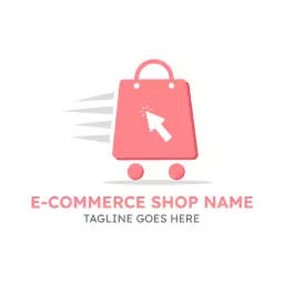 Engaging Pink Shopping Bag Emphasizing E-commerce Efficiency Logo Template