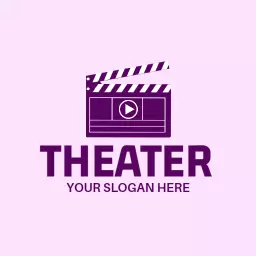Engaging Purple Movie Clapper Showcasing Theater Drama Logo Template