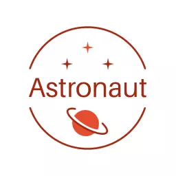 Engaging Red and White Astronaut Logo Featuring a Planet Logo Template