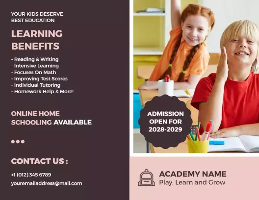 Engaging School Learning Benefits Home Schooling Brochure Template