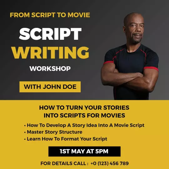 Engaging Script Writing Workshop for Movie Creation Event Ad Template