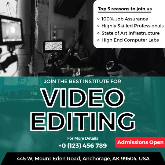 Engaging Video Editing Institute Admission Promotion Ad Template