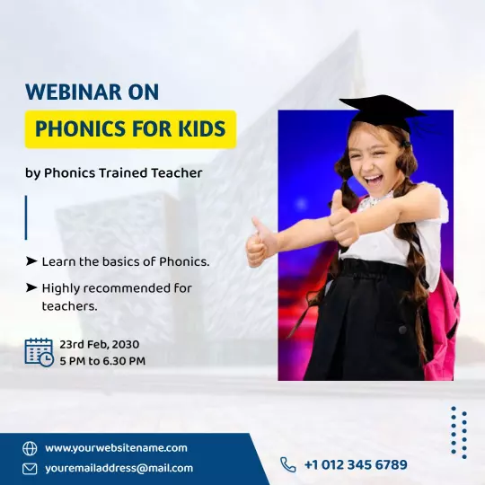 Engaging Webinar on Phonics for Kids by Expert Teacher Ad Template