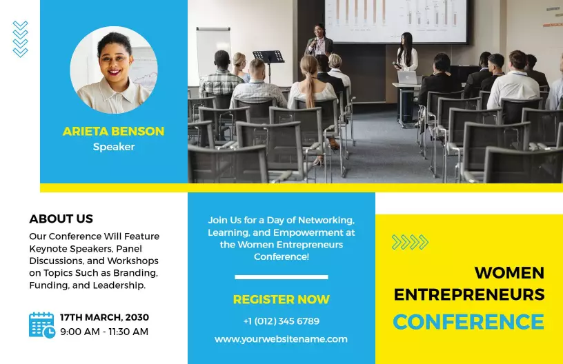 Engaging Women Entrepreneurs Networking Conference Brochure Template