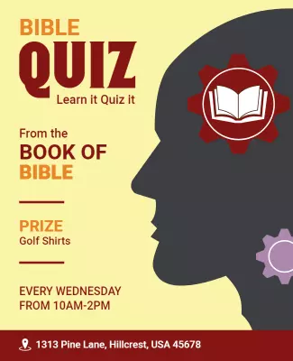 Engaging Yellow Bible Quiz Event Announcement Poster Template