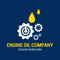 Engine Oil Company Featuring Gears and Droplets Logo Template