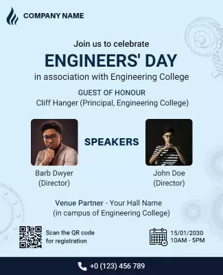 Dynamic Blue Celebration of Engineers' Day Flyer Template