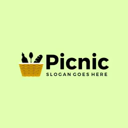 Enjoying a Green Outdoor Picnic with Delicious Treats Logo Template