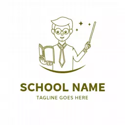 Enlightening Green Illustration of a Teacher for School Logo Template