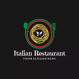 Enticing Italian Pasta Dish Surrounded by Fresh Ingredients Logo Template