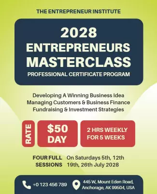 Entrepreneurs Masterclass Professional Certificate Program Flyer Template